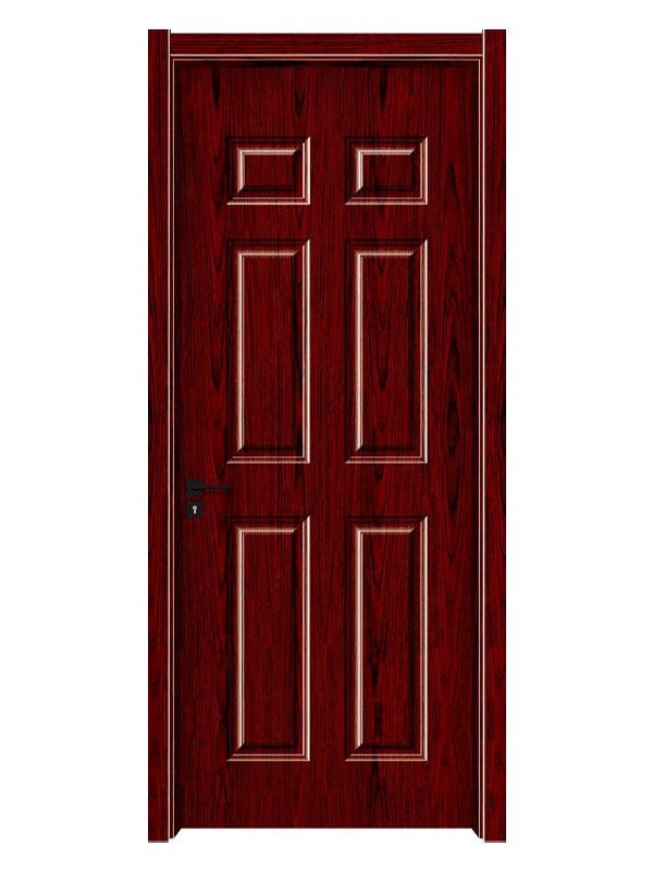 LH-9017 Red Wooden Door 6 Panel Design 